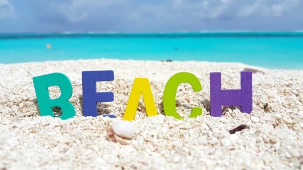 Testo Colorato Sulla Spiaggia Relax Estivo Bali — Video Stock
