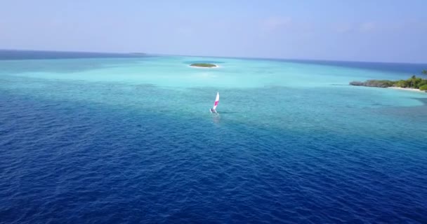 Perahu Layar Yang Sepi Laut Biru Alam Adegan Jamaika Karibia — Stok Video