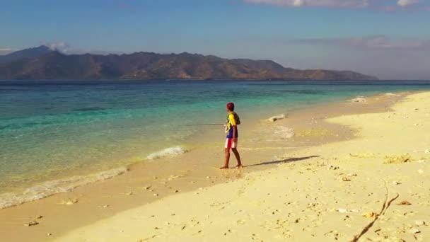 Pesca Dell Uomo Laguna Concetto Estivo Alle Maldive — Video Stock