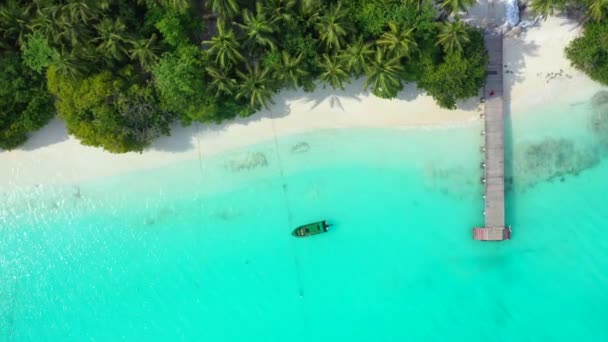 Mar Azul Turquesa Com Molhe Madeira Paisagem Insular Tropical Viajar — Vídeo de Stock