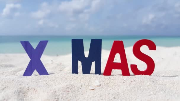 ビーチで手紙 バリ島での休暇 — ストック動画