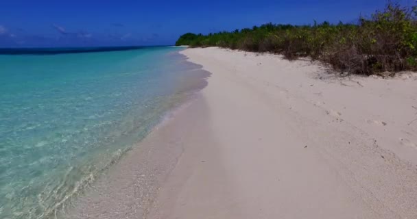 Litoral Com Areia Branca Água Cristalina Paisagem Sazonal Verão Maldivas — Vídeo de Stock