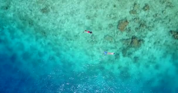 Аерофотозйомка Людей Які Плавають Бірюзовій Морській Воді — стокове відео
