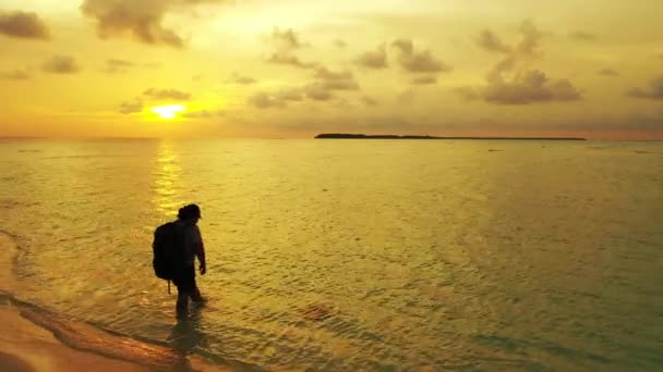 Silhueta Mulher Praia Pôr Sol — Vídeo de Stock