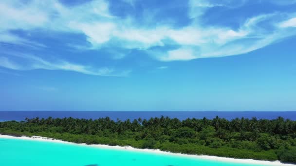 Mar Azul Turquesa Vibrante Longo Ilha Tropical Verde Natureza Ensolarada — Vídeo de Stock