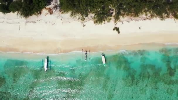 Лодки Пляже Вид Сверху Поездка Барбадос Карибские Острова — стоковое видео