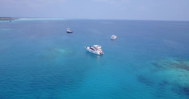 Vista Superior Los Barcos Isla Paraíso Tropical Bora Bora Polinesia — Vídeos de Stock