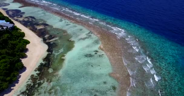 Vista Pássaro Drone Ondas Verdes Azuis Execução Passar Férias Verão — Vídeo de Stock