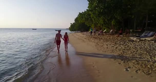 Pareja Romántica Playa Tropical — Vídeo de stock