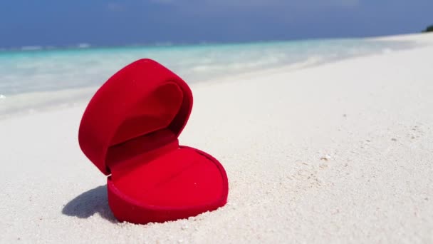 Caja Roja Forma Corazón Playa Vacaciones Tropicales Bahamas Caribe — Vídeo de stock