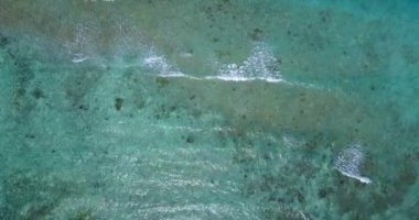 Doğal dalgalı deniz suyu yüzeyi. Bahamalar cennet sahnesi, Karayipler.