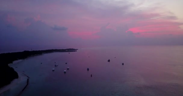 Luminoso Tramonto Grigio Rosa Mare Viaggio Bora Bora Polinesia Francese — Video Stock