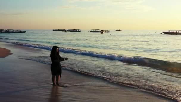 Donna Che Cammina Sulla Spiaggia — Video Stock