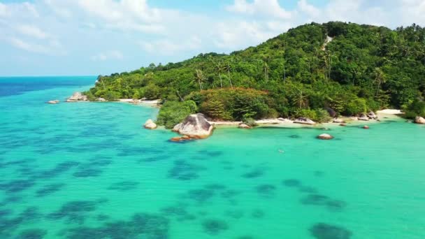Türkisfarbenes Meer Der Küste Grüner Berge Exotische Naturlandschaft Auf Bali — Stockvideo