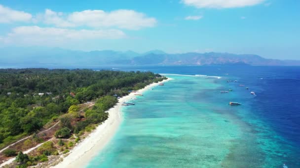 Video Dell Isola Tropicale Con Spiaggia Sabbia Bianca Palme Acqua — Video Stock