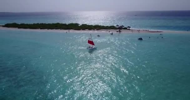 Morgens Meer Mit Segeljacht Landschaft Der Seychellen Ostafrika — Stockvideo