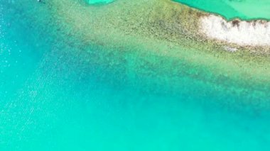 Vibrant turquoise seaside view during sunny daytime. Tropical nature of Bali, Indonesia. 