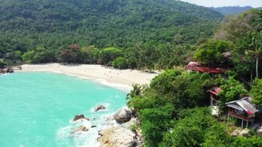 Parlak güneş ışığıyla deniz kıyısında. Tayland, Asya 'nın tropikal doğası