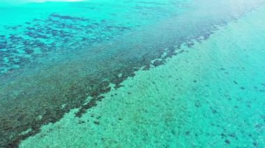 Parlak deniz manzarası. Bora Bora 'nın egzotik doğası, Fransız Polinezyası. 