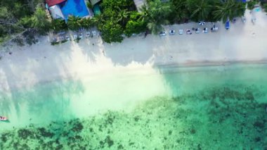 Yazlık tatil köyünün havadan görünüşü. Endonezya, Bali 'de tropikal tatilin tadını çıkarıyorum..