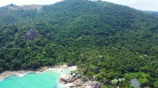 Rocky Coastal Area Viewed Top Exotic Nature Bora Bora French — Stock Video