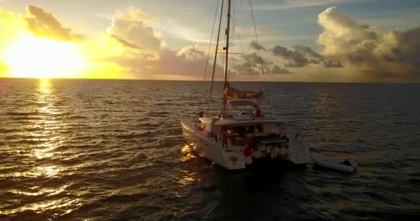 Prachtig Uitzicht Bij Zonsondergang Aan Zee Zomer Tropische Scene Dominicaanse — Stockvideo