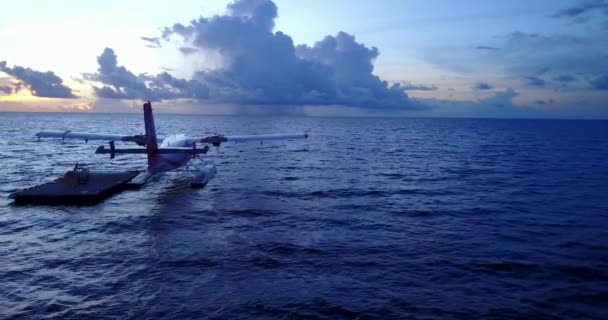 Avião Aquático Atracado Pantão Pôr Sol Viagem Verão República Dominicana — Vídeo de Stock