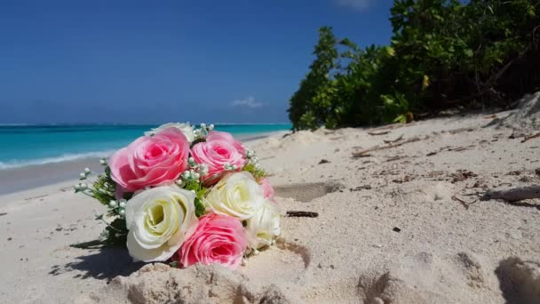 Buquê Noiva Praia Natureza Ensolarada Barbados Caribe — Vídeo de Stock