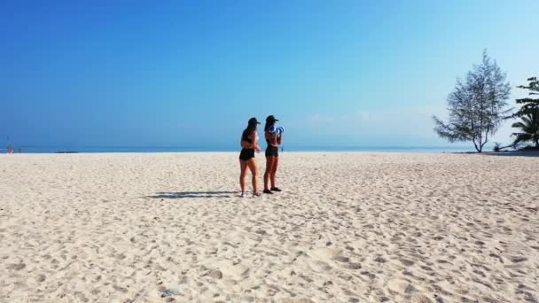 Dziewczyny Ćwiczące Plaży — Wideo stockowe