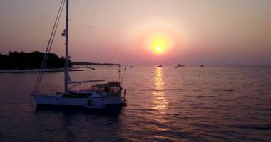 Sunset by the seaside. Tropical nature of Bali, Indonesia. 