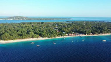 Summer resort viewed from drone. Journey to Gili Trawangan, Thailand. 