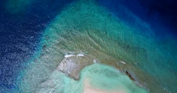 Drone Top View Moving Blue Clear Sea Waves Travelling Indonesia — Stock Video