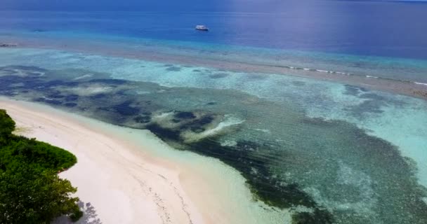 Patrząc Wybrzeże Wodorostami Morskimi Widok Góry Letnia Sceneria Malediwów — Wideo stockowe
