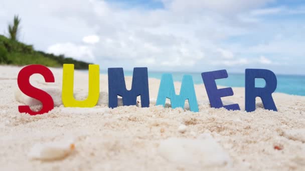 Zomer Tekst Het Strand Idyllisch Karakter Van Bali Indonesië — Stockvideo