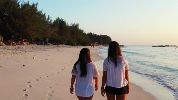 Belles Jeunes Femmes Sur Plage Tropicale — Video