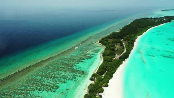 Drohnen Ansicht Der Grünen Langen Insel Mit Blauem Und Klarem — Stockvideo