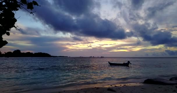 Jasny Zachód Słońca Nad Morzem Egzotyczny Charakter Bora Bora Polinezja — Wideo stockowe