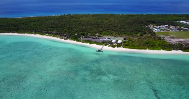 Strahlend Türkisfarbenes Meer Der Sommerinsel Tropische Natur Der Bahamas Karibik — Stockvideo