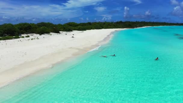 Vista Aérea Hermosas Chicas Jóvenes Playa Tropical — Vídeos de Stock