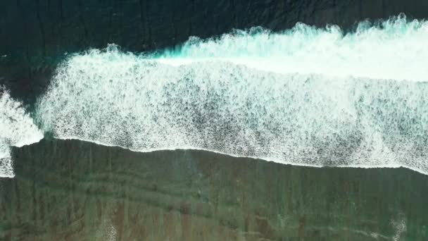 Blick Von Oben Auf Weite Schäumende Wellen Naturszene Jamaikas Karibik — Stockvideo