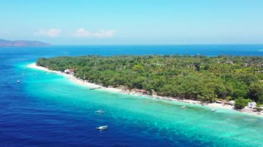 Summer resort viewed from drone. Journey to Gili Trawangan, Thailand. 