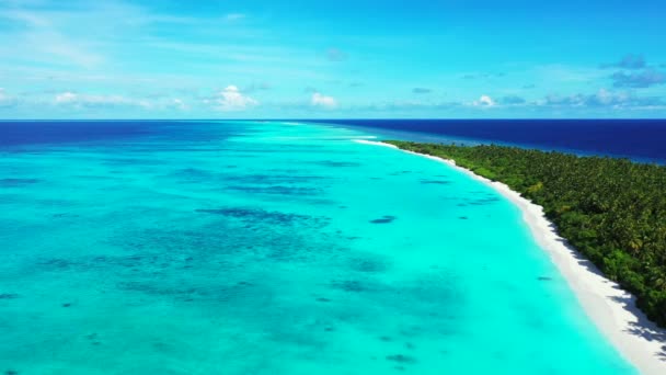 Prachtig Uitzicht Het Strand Met Helder Blauw Water Wit Zand — Stockvideo