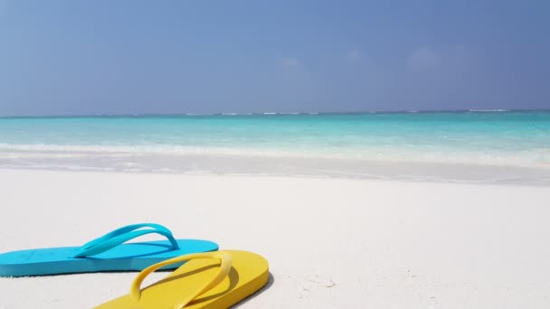 Мальдивы Красивый Пляж Фон Белый Песчаный Тропический Рай Остров Голубым — стоковое видео