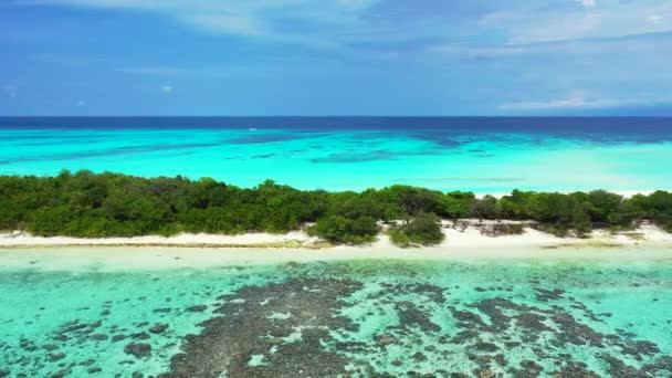 Niesamowity Widok Zieloną Wyspę Krystalicznie Czystej Turkusowej Wody Wyspie Antigua — Wideo stockowe