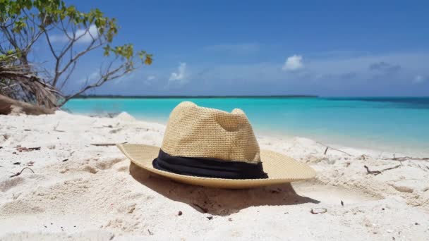 Sombrero Paja Playa Tailandia Viaje Verano — Vídeo de stock