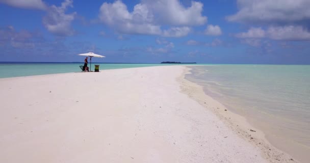 Vriendengroep Rustend Het Strand — Stockvideo