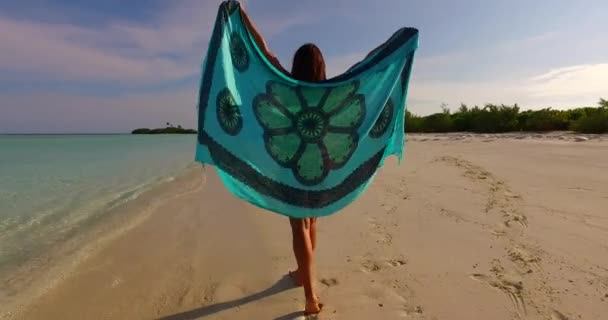 Jeune Femme Bronzée Relaxant Sur Mer Bleue Soleil Jour Été — Video