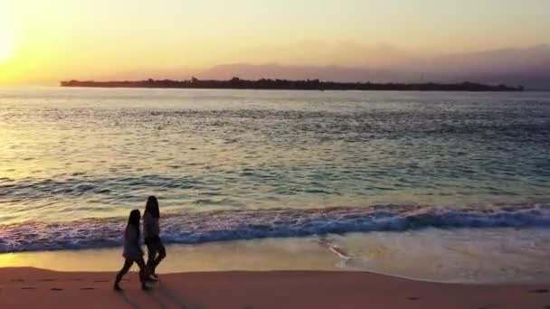 熱帯のビーチで美しい若い女性たちが — ストック動画