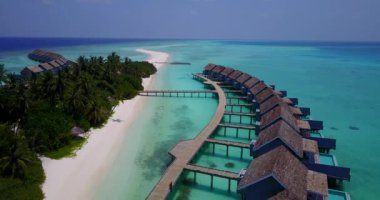 Tropik adadaki bungalovlar. Dominik Cumhuriyeti doğası, Karayipler.