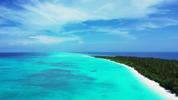 Krajobraz Morski Dronów Powietrznych Turkusową Wodą Zieloną Wyspą Egzotyczna Podróż — Wideo stockowe